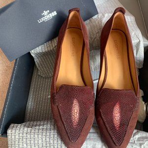 Lucchese Stingray Leather Clara Burgundy Loafers